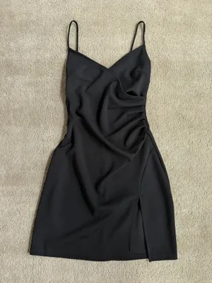 Windsor Black Ruched Mini Dress – Small thumbnail 2
