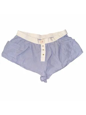 Anthropologie LyreBird Blue Striped Pleated Cotton Boxer Shorts - Size M Lounge thumbnail 2