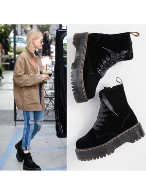 Dr. Martens Jadon Velvet Platform Boots Black Size 7 EUC thumbnail 13