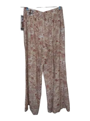 Rewash Mauve & Cream Floral Smocked Wide-Leg Pants - Size Medium (NWT) thumbnail 6