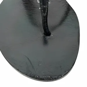 Gucci Black Leather Thong Sandal Gold Double G Logo Size 37 thumbnail 6