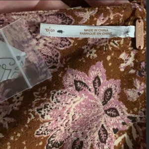 NWOT Free people lux floral jumpsuit ruffle brown‎ pink Sz S thumbnail 3