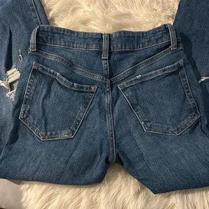 Old Navy Blue Straight Leg Jeans with Distressed Details thumbnail 2