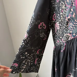 Free People Maxi Dress Size Large Black and Pink Long Sleeve Boho thumbnail 5