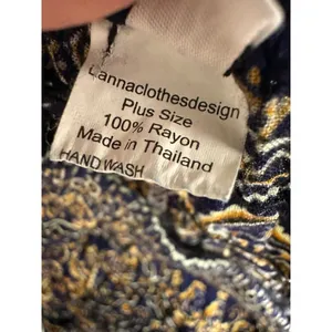 Boho Indie Sleeze Navy Blue Paisley Smocked Waist Handkerchief Hem Skirt L/XL thumbnail 9