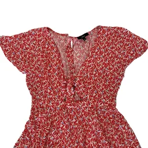 Lulus Romper Small Red Short Sleeve Flowy Summer Party Dressy‎ Chic thumbnail 2