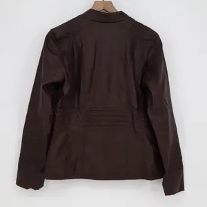 Blivener Jacket Womens Large Brown Faux Leather Full Zip Pockets Long Sleeve thumbnail 5