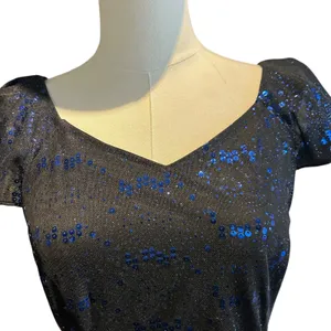 Black Dress Blue Sequin Formal USA Southeastern Performance Apparel SZ 10 LBD thumbnail 3