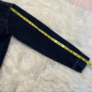 Vintage Denim Jean Jacket Dark Wash Size Large 100% cotton thumbnail 8