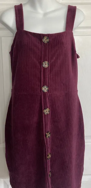 No Bo Maroon Button Front Dress L 11-13 thumbnail 1