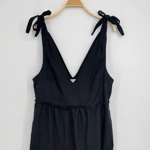 Petal + Pup Erenda Dress Size 10 Black Linen Cotton Tiered Midi Boho Summer thumbnail 4