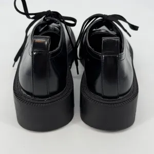 Zara Black Chunky Lug‎ Sole Platform Derby Shoes Mens 8 Womens 10 thumbnail 3