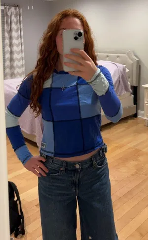 Ragged Priest Blue Patchwork Longsleeve thumbnail 1