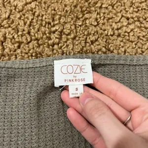 Cozie By Pink Rose Long Sleeve Waffle Knit Crop Top thumbnail 3