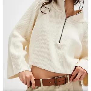 NEW Free People Sugar Ivory Greta Half Zip Pullover Sweater Sz XL NWOT thumbnail 1