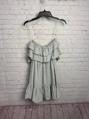 Lost in Lunar medium ruffled tiered blue grey coastal chic mini dress retro Med thumbnail 7