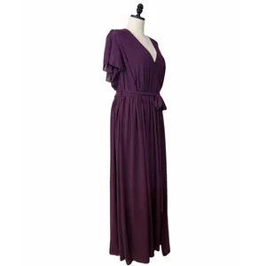 Baltic Born Maxi Dress 3XL Wrap V Neck Flutter Sleeve Belted Plum Purple Gown thumbnail 4