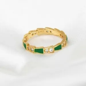 Gold Snake Scale Ring Green thumbnail 1