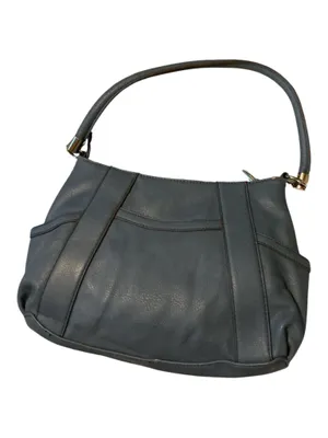 Liz Claiborne Slate Blue Shoulder Bag | Multi-Pocket Hobo Purse with Zipper Accents thumbnail 3