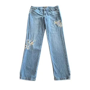 J. Jill Denim Straight Leg Embroidered Jeans size 12 thumbnail 10