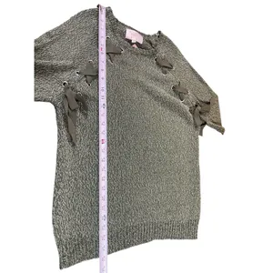 Audrey Parks Francesca’s Sweater Womens M Heathered Green Lace Up Knit Boho NWT thumbnail 11