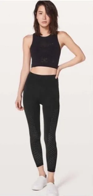 Lululemon High Rise Reveal Precision Tights in Black Size 2 Laser Cut Mesh Leg thumbnail 1