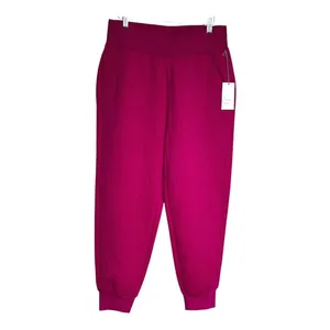 A New Day Womens Ribbed Knit High Waisted Jogger Pants -‎ Magenta Medium thumbnail 3