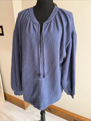 Aerie NWT Easy Street Oversized Sweatshirt Boho Blue Size Small thumbnail 3