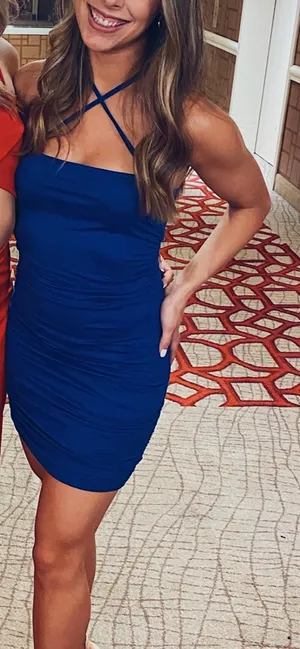 Amazon Royal Blue Strappy Mini Dress thumbnail 2