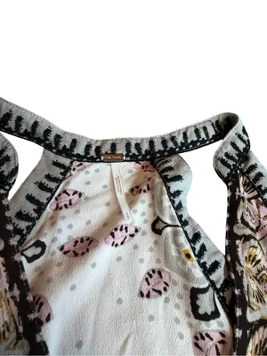 Free People Pink Black Boho Paisley Halter Mini Dress Sleeveless Small Women's thumbnail 3