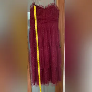 Lulu’s Sweetheart Burgundy Bustier Tulle Tier Polka Dot Cocktail Party Dress NWT thumbnail 11