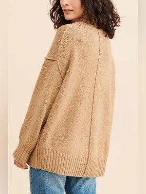 Free People‎ sweater Brookeside tunic Oversized V-Neck Chunky Knit Boho Slouch thumbnail 2