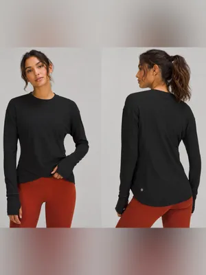 Lululemon Close To‎ Crossing Black Rulu Long Sleeve Athletic Top thumbnail 2