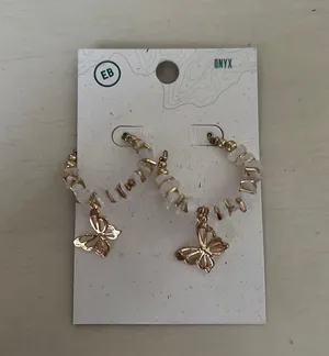 Earthbound Onyx Butterfly Hoop Earrings thumbnail 2