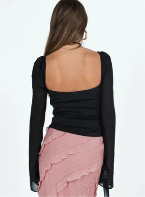 Princess Polly Satin mesh sleeve top thumbnail 4