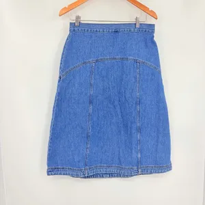 Old Navy Y2K Drapey Denim Midi Skirt Sz 6 Preppy Minimal 90s A Line Cottagecore thumbnail 2