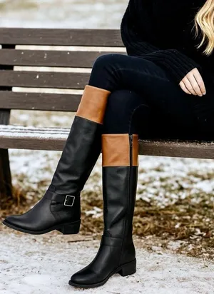 Black/Brown Knee High Boots (NWT) Brown Size 7 thumbnail 1