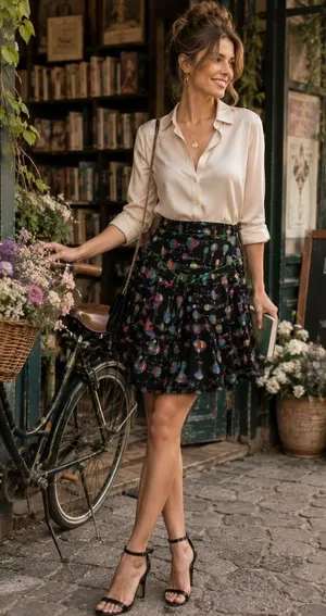 Anthropologie ANNA SUI Montgolfier Silk Skirt Hot Air Balloon Print Size 6 thumbnail 1