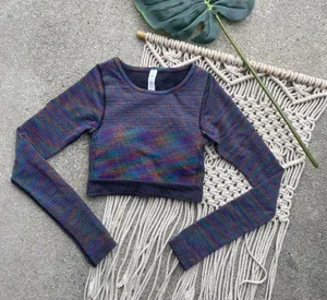 Lululemon Long Sleeve Crop Top Size 2 - Ebb To Street Rainbow Multi thumbnail 1