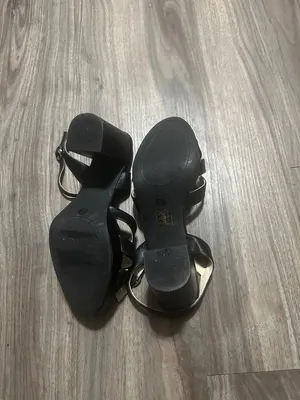 Black Knotted Leather Platform Block-Heel Sandals - Women's thumbnail 8