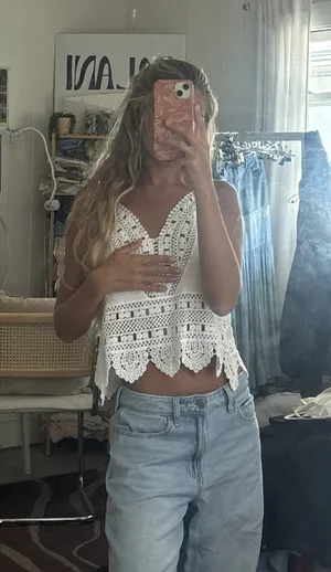 White Boho Lace Top thumbnail 1