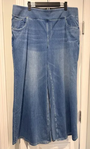 NWOT Halara Size 2X Pull On Wide Leg Jeans Blue Stretch Denim High Rise Regular thumbnail 1