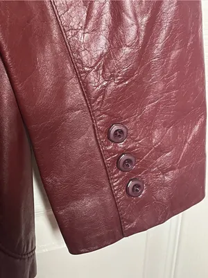Etienne Aigner Vintage Oxblood Leather Blazer Style Jacket 80s Sz 14 thumbnail 11