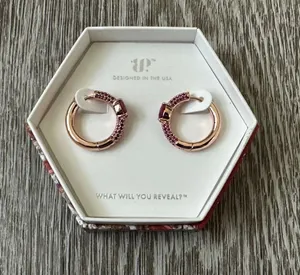 NWT Bomb Party Warm Summer Sunset Earrings Lab Created Rubies Rose Gold Plated thumbnail 1