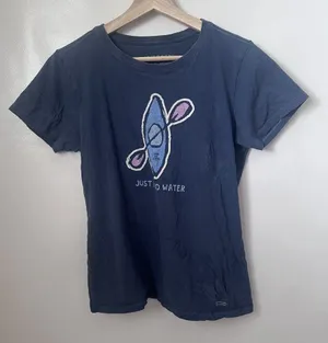 Life is Good TShirt Womens Small Blue Crusher Just Add Water Kayak Outdoors thumbnail 1