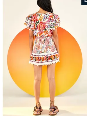 Nwot FARM RIO SPRING BANANAS MINI SKIRT pom $140 fall thumbnail 2
