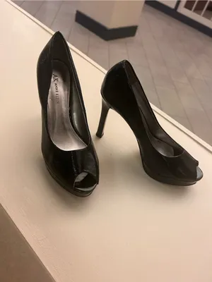 Anne Klein Black Peep-Toe Stiletto Pumps 8 M thumbnail 6