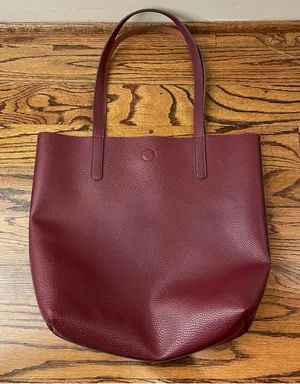 Maroon/Brown Faux Leather Bag thumbnail 1