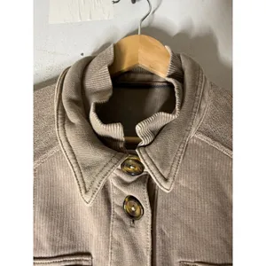 Pilcro‎ women's shirt jacket size XS oversized textured button front brown thumbnail 3