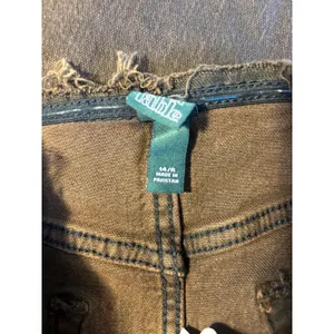 Wild Fable Brown Denim Midi Skirt Raw Hem Front Slit Size 14 Fair Trade thumbnail 5